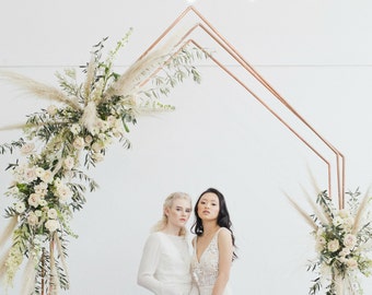 Copper Wedding Arch, Rose Gold Flower Stand, Geometric Photo Backdrop Stand, Ceremony Backdrop Frame for Flowers, Metal Wedding Altar Frame