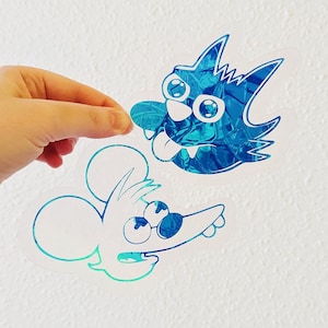 Acchiappasole Itchy and Scratchy, adesivo per finestra Simpons, adesivo raggi arcobaleno, adesivo olografico acchiappasole, adesivo raggi solari
