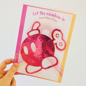 Bob-Omb Suncatcher-Aufkleber, Nintendo-Fensteraufkleber, Regenbogenstrahlen-Aufkleber, holografischer Aufkleber, Mario Bros-Aufkleber