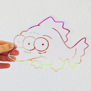 Blinky the Three-Eyed Fish Aufkleber, Simpsons Fensteraufkleber, Regenbogenstrahlen Aufkleber, holografischer Suncatcher Aufkleber, Fischaufkleber
