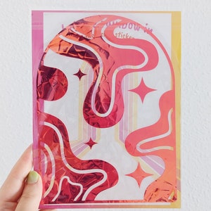 Adesivo acchiappasole psichedelico, adesivo arcobaleno estivo, adesivo olografico per finestre, adesivo arcobaleno anni '70, adesivo psichedelico per finestre