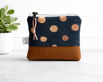 Gold Dots Mini Zipper Bag | Zipper Pouch | Vegan Leather Coin Bag