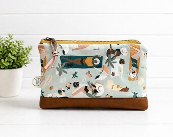 Beach Boho Compact Zipper Bag | Zipper Pouch | Vegan Leather Bag