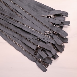 Cremallera metálica de extremo cerrado YKK n.° 4,5 / Níquel antiguo / Color gris pizarra 914 / Paquete de 5 / Cremalleras para bolsos y carteras