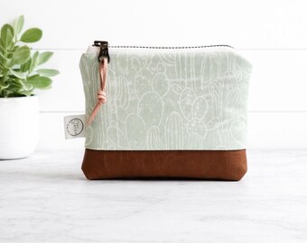Sage Cactus Mini Zipper Bag | Zipper Pouch | Coin Pouch | Gift for Her | Everyday Casual