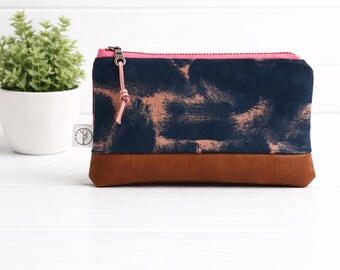 Brush Strokes Compact Zipper Bag | Zipper Pouch | Vegan Leather Bag