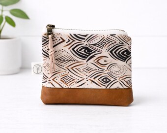 Boho Mini Zipper Bag | Zipper Pouch | Vegan Leather Coin Bag