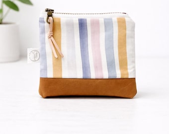 Striped Mini Zipper Bag | Zipper Pouch | Vegan Leather Coin Bag