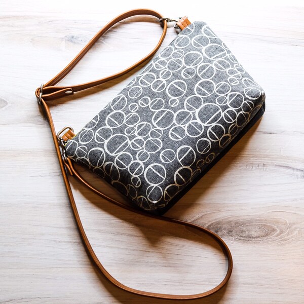 READY TO SHIP | Small Crossbody Bag | Linen and Denim Two Tone | Gift for Her | Everyday Casual | Boho Purse | College Bag
