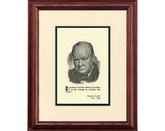 Winston Churchill Quotation and Print with Mat and Frame