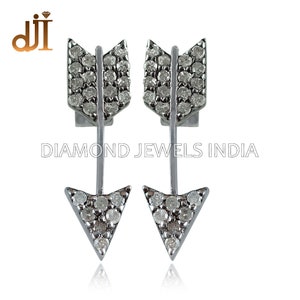 Pave Diamant Pfeil 925 Silber Handgemachte Ohrstecker Modeschmuck EAMJ-481