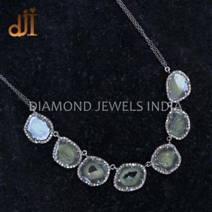 Slice Diamond Necklace Solid 925 Silver Handmade Designer Link Chain Fashion Victorian Valentine Handmade Jewelry NEMJ-538