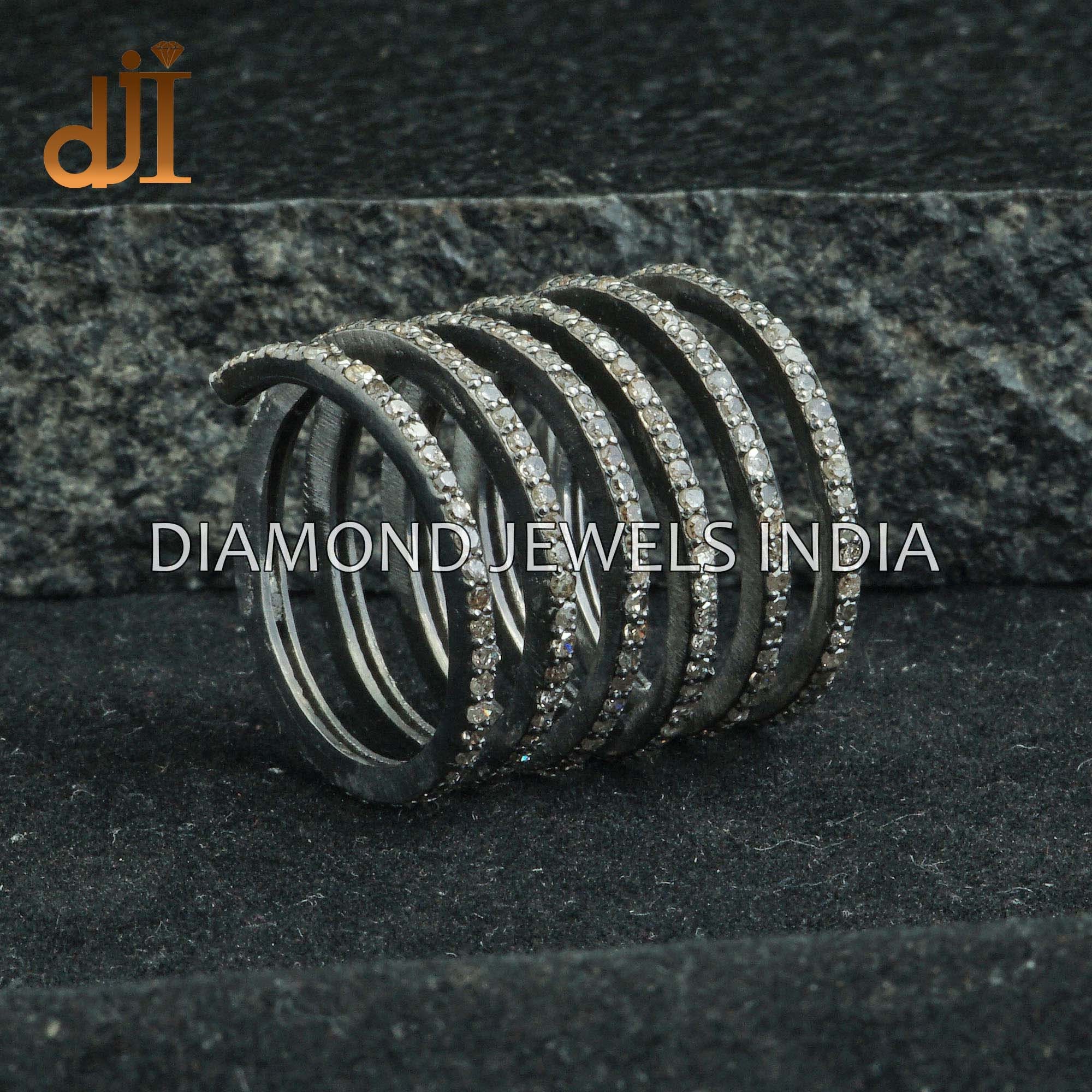 925 Silver Pave Diamond Spiral Ring Jewelry, Wedding Ring
