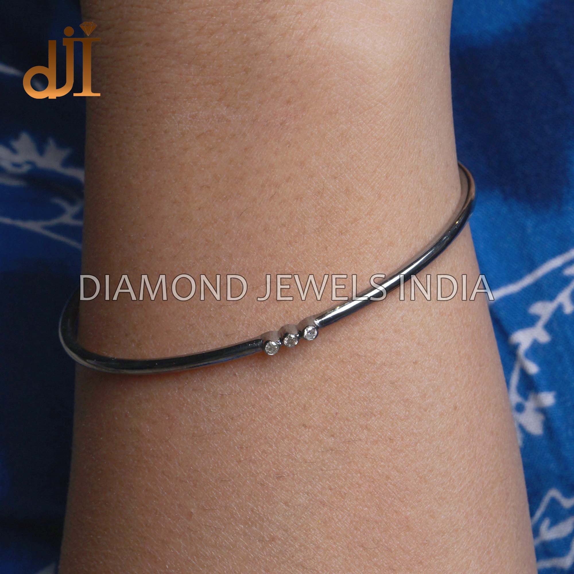 Sterling Silver Letters Single Micro Pave Diamond Bracelet (Silver Diamond L Initial Bracelet 7+1)