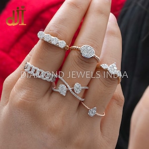 Cuban Chain Diamond Ring, 14k Gold Link Ring, Pave Diamond Ring, Handmade Link Chain Ring, Mother&#39;s Day Gift, Jewelry For Gifts