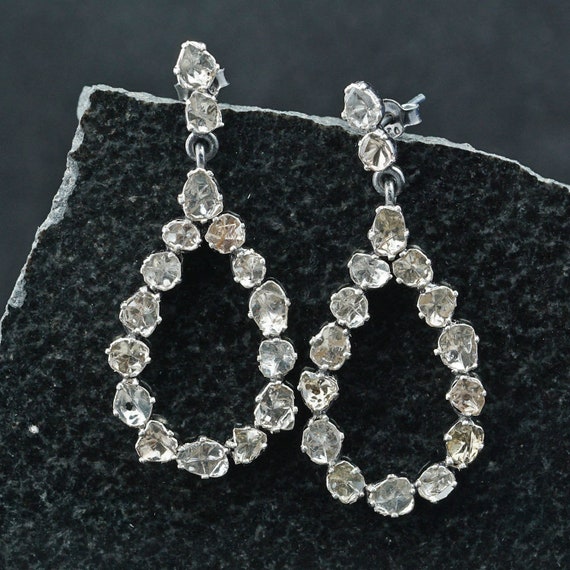 Polki Diamond Earrings Silver Diamond Drop Dangle Earrings Etsy polki diamond earrings silver diamond drop dangle earrings victorian earrings jewelry diamond wedding earrings diamond jewellery