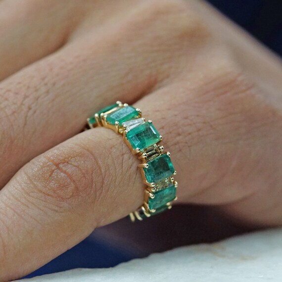 Emerald Ring. Green Emerald Eternity Band. Silver Half Eternity Band.  Channel Set Ring. Gemstone Ring. May Birthstone Ring. Sizes 5-10. - Etsy  Israel
