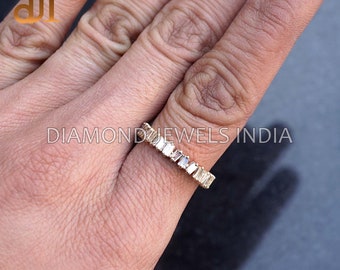 Baguette Diamond 14k Gold Eternity Band: Handmade Wedding Ring