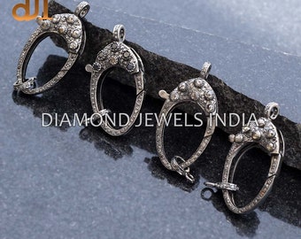 Pave Diamond Lobster Clasp: Oxidized 925 Silver Handmade Jewelry Finding