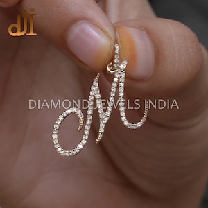Solid 14k Yellow Gold Pave Diamond Initial M Handmade Alphabet Charm Pendant Small M Jewelry New Design Unisex Pendant Jewelry for Gifts Etsy Canada