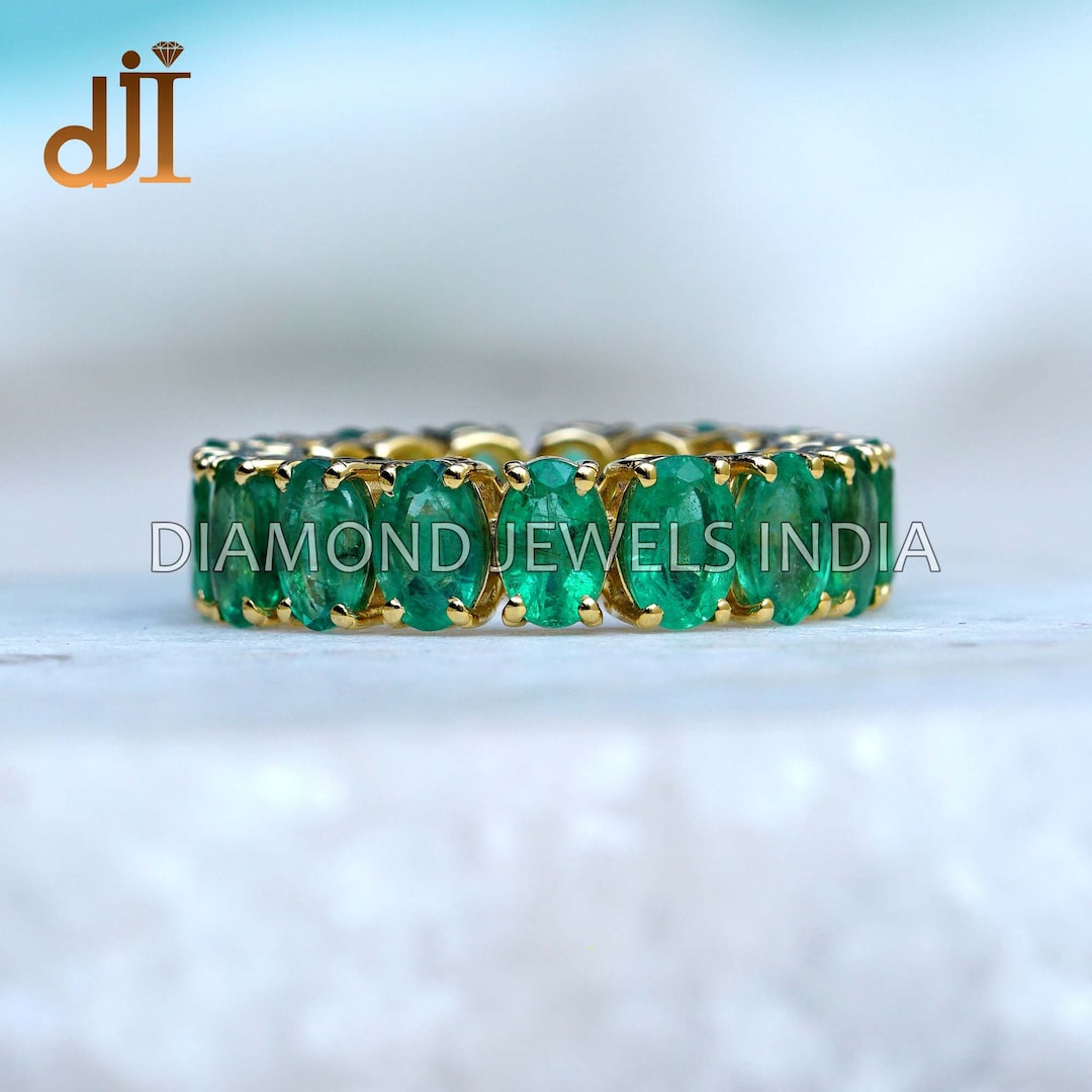 Natural Emerald 14k Gold Full Eternity Band Ring Jewelry, May ...