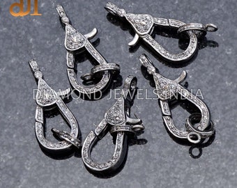 Pave Diamond Lobster Clasp: Handmade 925 Silver Jewelry Finding