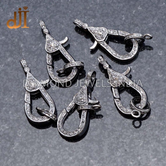 Pave Diamond Lobster Clasp: Handmade 925 Silver Jewelry Finding