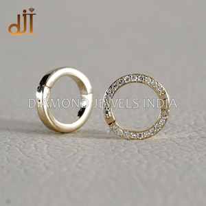 10 MM Round Lock Enhancer Finding Jewelry, Solid 14k Gold Pave Diamond Finding, Jewelry Component, Jewelry Making Finding, Pendant Holder