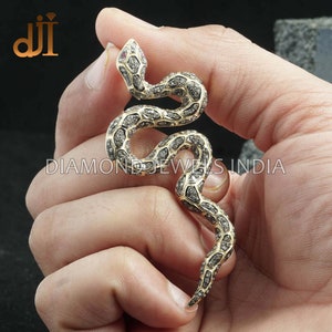 Ruby Eyed Pave Diamond Snake Pendant, Gold Vermeil Snake Pendant, Diamond Serpent Pendant, Pendant Necklace Jewelry, Halloween Jewelry