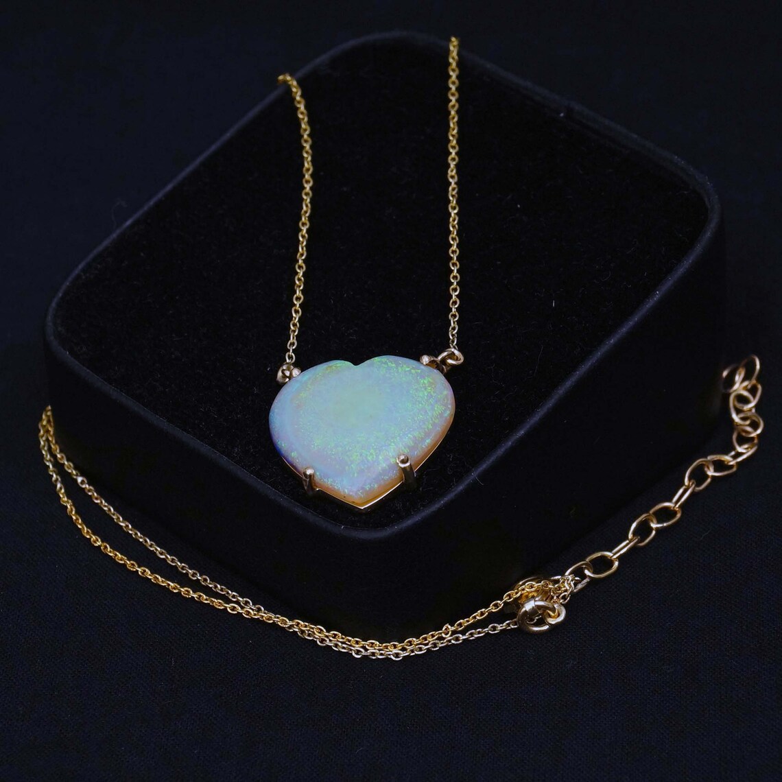 Solid 14k Yellow Gold Opal Gemstone Handmade Chain Necklace Etsy