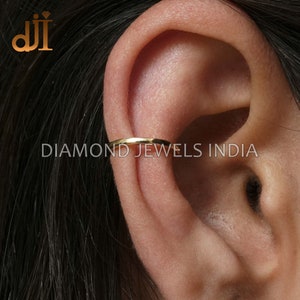 Non Piercing 14k Gold Cartilage Ear Cuff Jewelry, Handmade 14k Gold Jewelry, Mother's Day Gift, Diamond Jewels India, Jewelry For Gifts