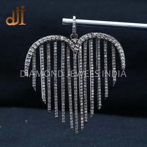 Oxidized 925 Silver Pave Diamond Heart Pendant Necklace Jewelry, Designer Pendant Jewelry, Valentine Gift For Her, Love Handmade Pendant