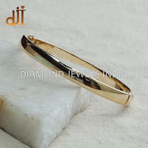 18K Gold Bangle Bracelet Openable, 18k Gold Jewelry, Women's Bangle, 45x60 MM, Anniversary / Birthday Gift For Her, Mother's Day Gift
