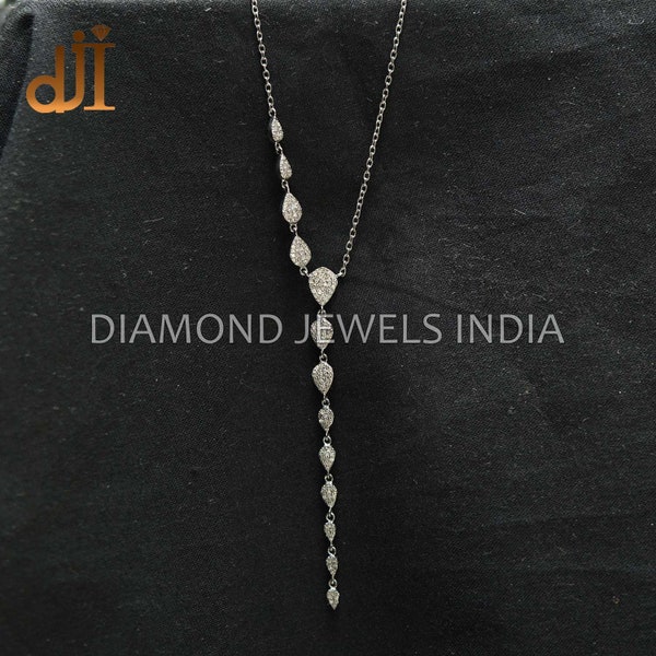 Pave Diamond Lariat Necklace - Etsy