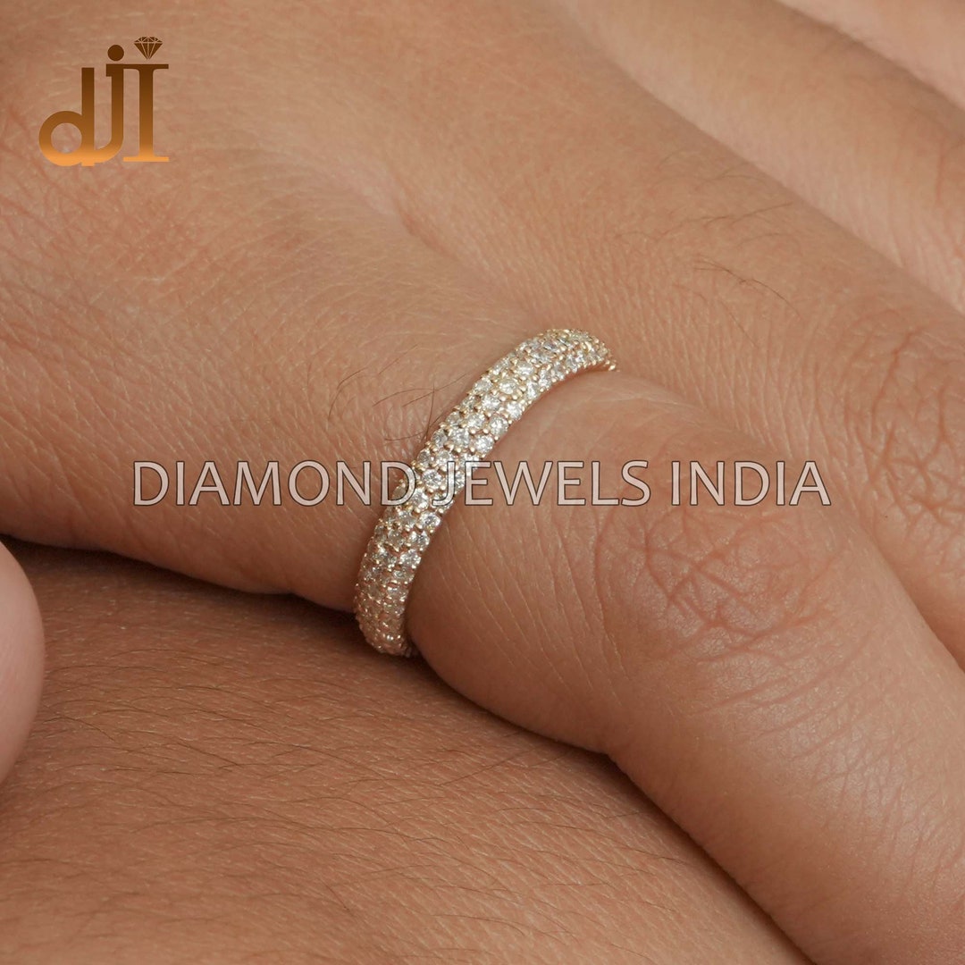 14k Gold Diamond Eternity Band Ring: Handmade Stackable Jewelry - Etsy