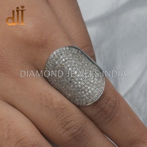 Champagne Diamond 925 Silver Ring, Oxidized Jewelry, Christmas Gift Ring, Diamond Vintage Ring, Handmade Silver Ring