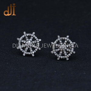 Pave Diamond Stud Earrings, 925 Silver Jewelry, Unisex Studs, Earlobe Earrings, Oxidized Jewelry, Push Back Minimalist Studs