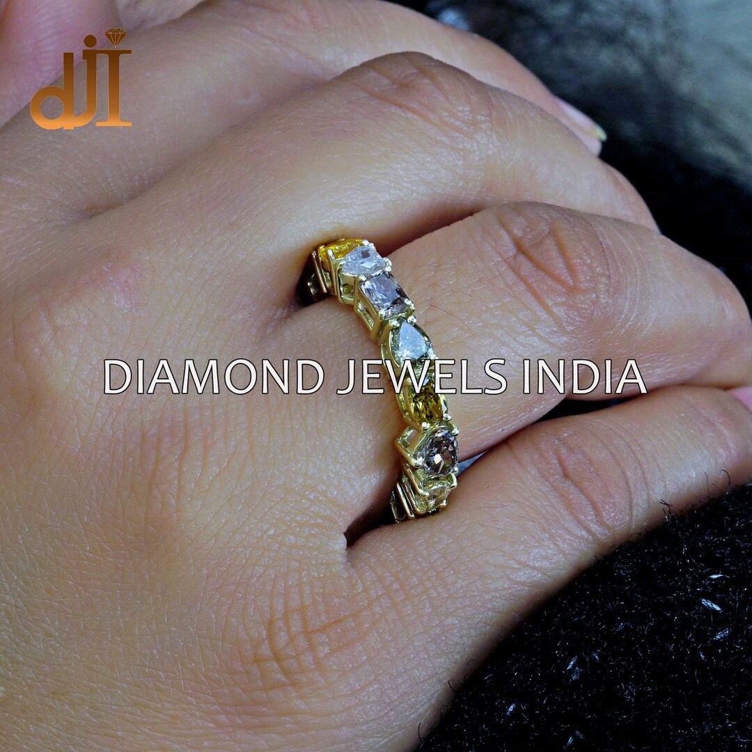 14k Yellow Gold Diamond Eternity Band Ring - US-7 - Etsy