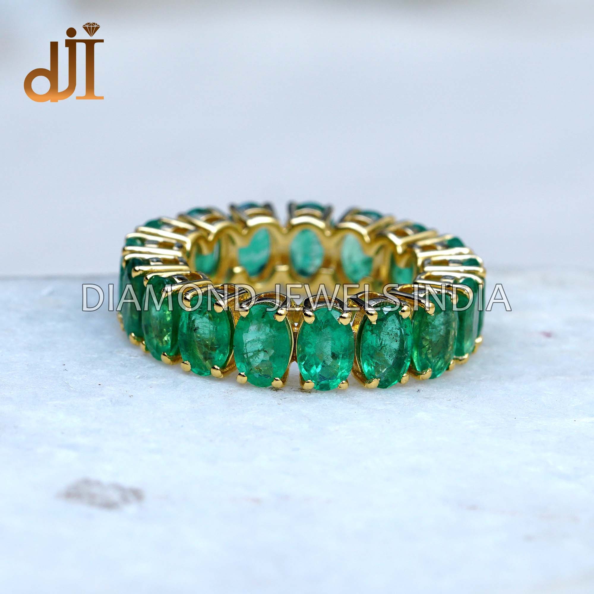 Natural Emerald 14k Gold Full Eternity Band Ring Jewelry, May ...