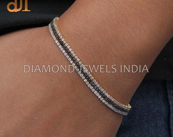 14k Gold Black & White Diamant Armband: Minimalistischer Schmuck