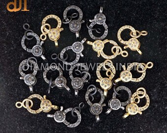 Gold Plated 925 Silver Pave Diamond Lobster Clasp: Jewelry Finding