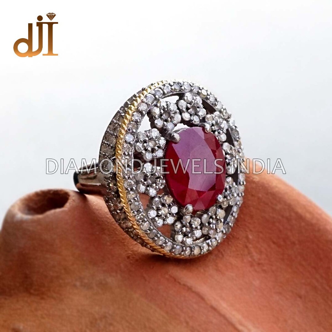 Designer Solitaire ring with Ruby and Diamonds SJ R 671