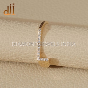 14k Gold Diamond Initial L Ring: Pave Alphabet Band