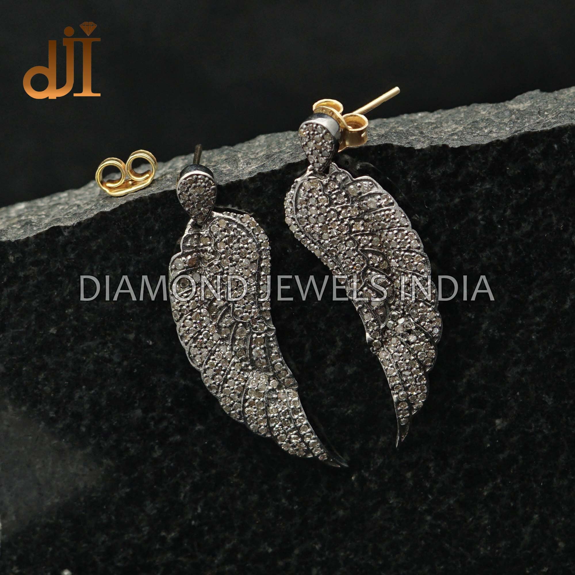 Diamond angel wing earrings clearance
