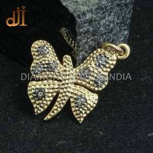 Gold Vermeil 925 Silber Schmetterling Diamant Charm Anhänger, Silber Anhänger Schmuck, Diamant Schmetterling Schmuck, Diamant Schmuck, Vogel Anhänger