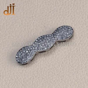BFF Pave Diamond Connector Oxidized 925 Silver Cord Bar Finding Jewelry, Handmade Bracelet Finding, Friendship Day Bracelet