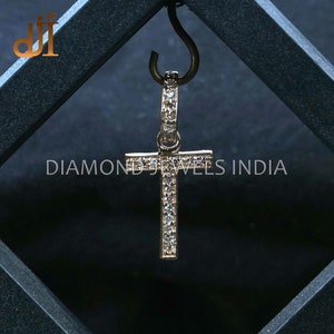 14k Gold Pave Diamond T Initial Pendant Handmade Jewelry, Alphabet Necklace, Gift For Her, Personalized Handmade Pendant Gift For Her