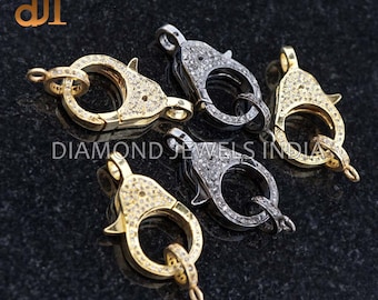 Natürliche Pave Diamant Karabinerverschluss 925 Sterling Silber Schmuck Zubehör
