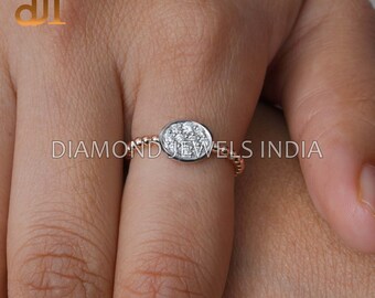 Bague en or rose 14 carats et diamants pavés : bijoux délicats faits main