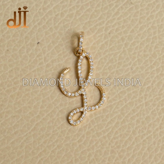 Diamond Pave Letter Charm 14K Yellow Gold / 9mm by Baby Gold - Shop Custom Gold Jewelry